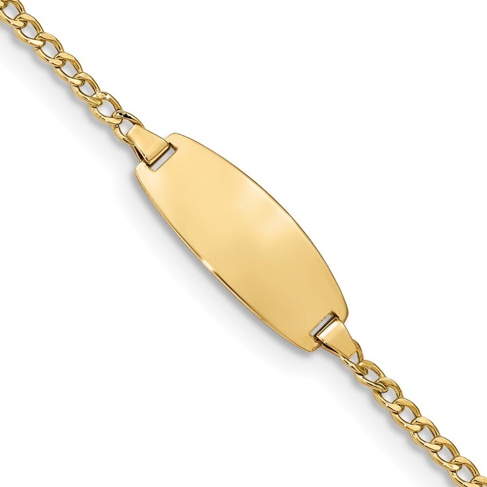 14k Yellow Gold Semi-solid Oval Curb Id Bracelet